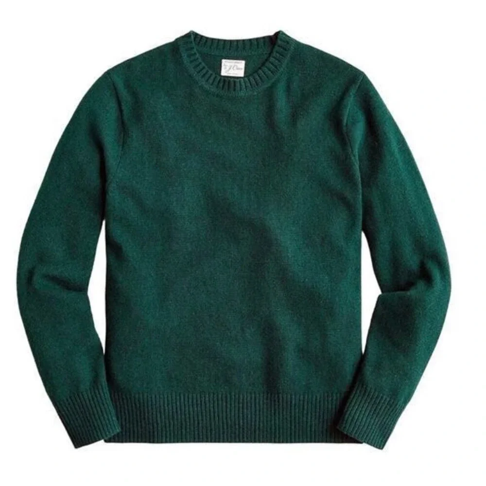 J. Crew | Rugged Merino Wool Blend Sweater Medium Green Crewneck Knit BA283
